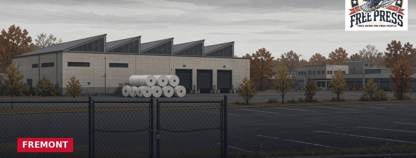 Fostoria News Fremont paper plant with closed facility and news headline about job loss.